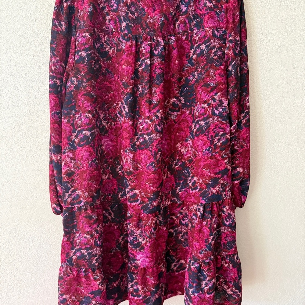 Time and Tru Vibrant Floral Long Sleeve tiered Dress size XXL(20) - Picture 2 of 9